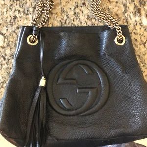 Gucci Soho leather shoulder bag. Size15”W10.6x5.5D
